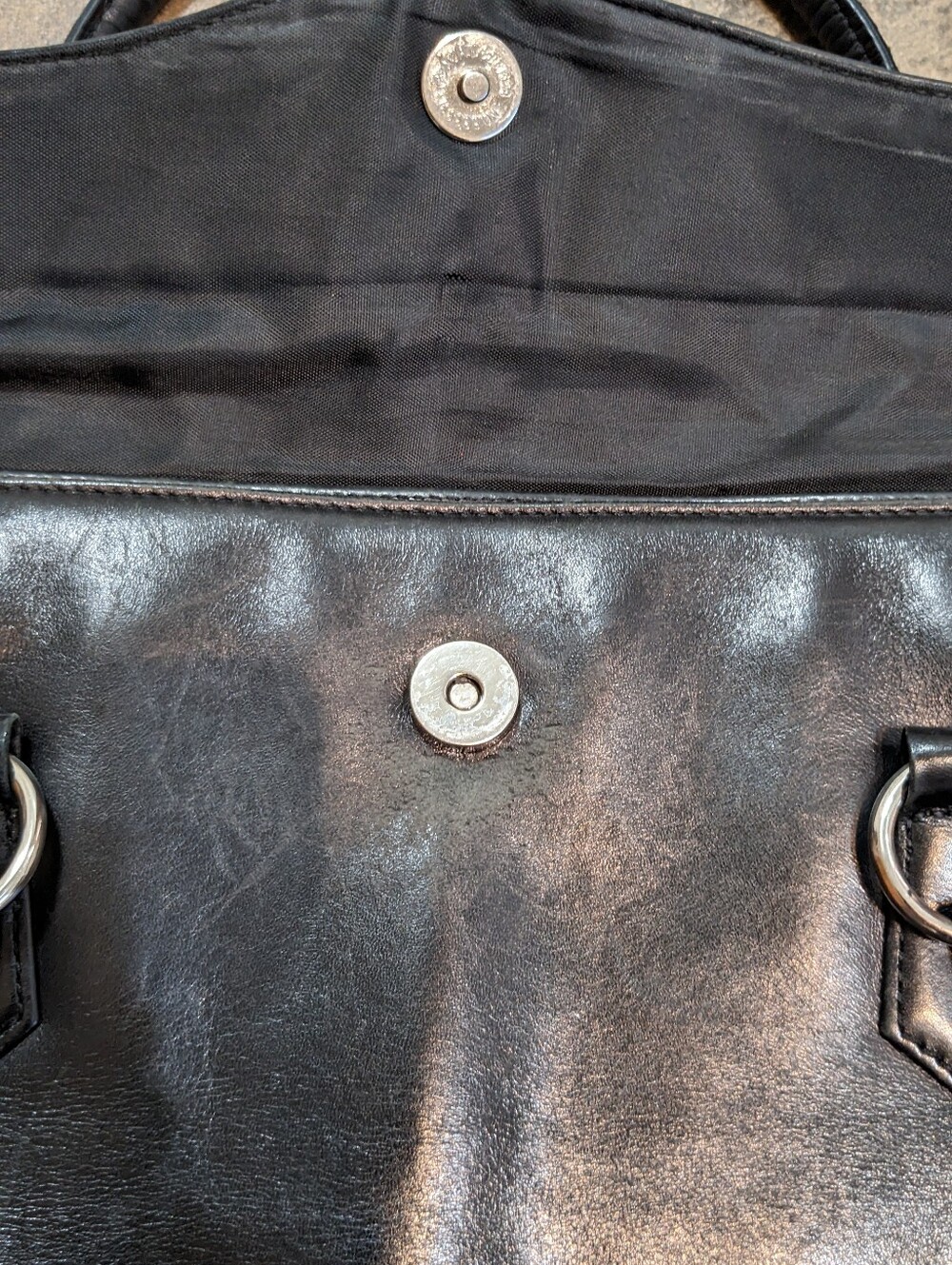 Vintage Danier Butter Soft Smooth Leather Chic Satchel EW Shoulder Bag Black ๐ค - Picture 5 of 16
